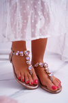 Women's Sandals with Rhinestones Pink Gold Tenese