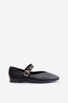 Eco Leather Ballerinas With Strap Black Alcionora