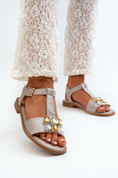 Elegant Women's Sandals with Decorative Details S.Barski KV27-030 Beige