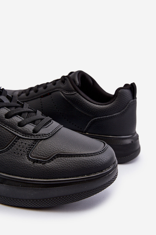 Sneakersy Męskie Platforma Eko Skóra Lekkie Czarne Uziran 24MN20-6935