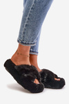 Furry Women's Slippers On Thick Sole Black Lavitera
