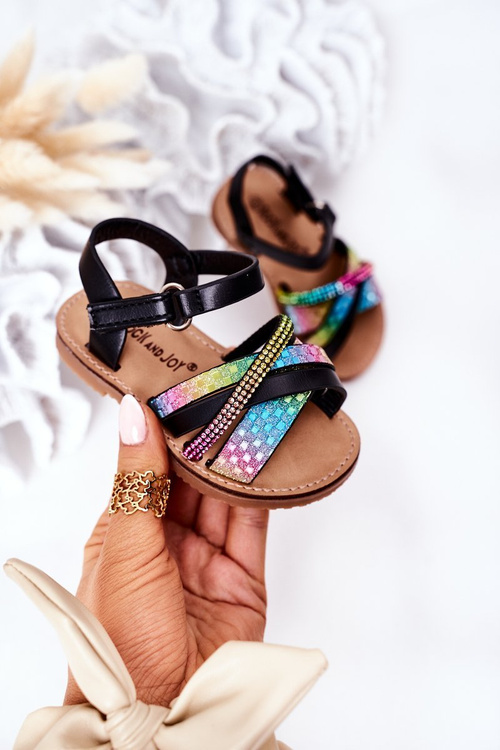 Children's Sandals With Sequins Black Becky