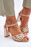Openwork Sandals Sergio Leone SK872 Beige-Gold