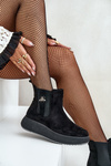 Women's Slip-On Platform Ankle Boots With Decorative Eco Suede Black Ciatheia