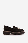 Ladies Eco Suede Moccasins With Decoration Black Verindalle