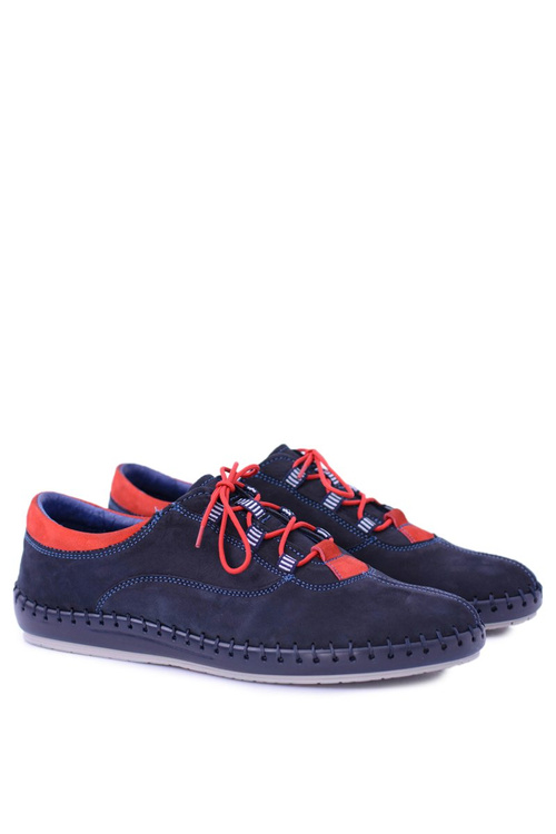 Men's Leather Casual Half Shoes Navy Blue Bill