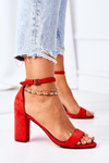 Suede High Heel Sandals Red Florence