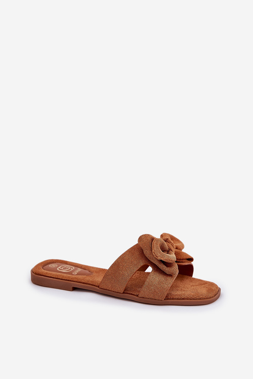 Flat Women's Sliders With Bow Camel Tobin