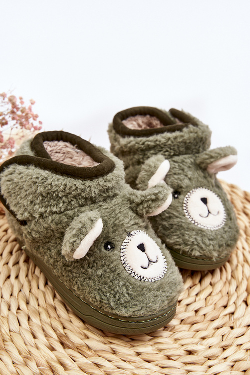 Children's insulated slippers with green bear Eberra