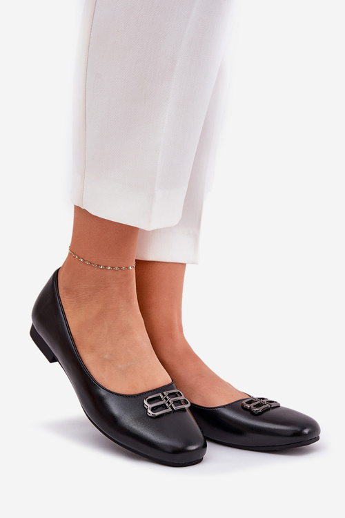 Elegant Women's Ballerinas With Decoration Vinceza 62206 Black