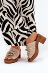 Ladies Heeled Slippers Made Of Eco Leather Beige Kikilla