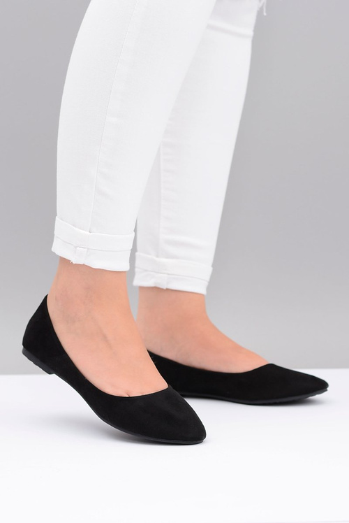 Czarne Damskie Balerinki Zamsz Buenos