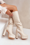 Heeled And Platform Boots Made Of Eco Leather Light Beige Felilorn
