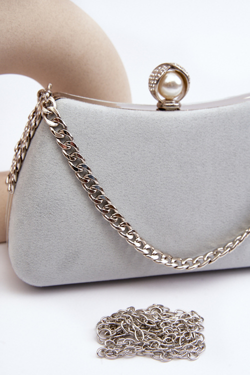 Torebka Kopertówka Wizytowa Szara Nadrei MD2353