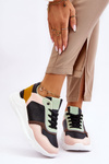 Women's Leather Platform Sneakers Black And Green Chaya