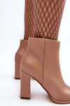 Women's Leather Boots on Heel Beige Saitana