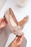 Mesh Ballet Flats With Bow Beige Bianila