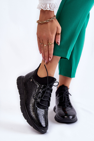 Sneakersy Damskie Lekkie Wsuwane Czarne Soroco