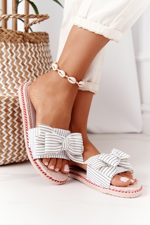 Rubber Slippers With A Bow White Gabriell