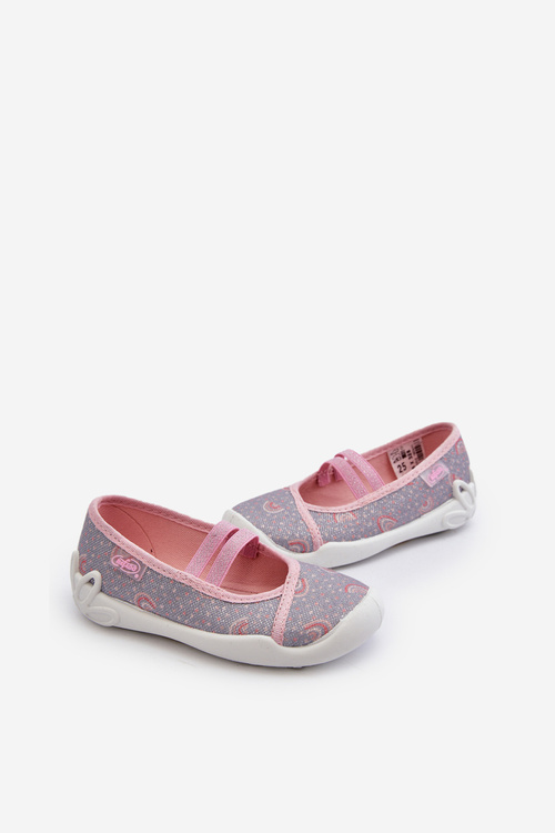 Slippers Ballerinas with Pattern Befado 116X328 Gray-Pink