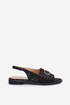Leather Sandals With Decoration On Flat Heel S.Barski KV51-096 Black