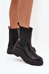 Women Chelsea Boots On Platform And Flat Heel Slip On Black Ravessa