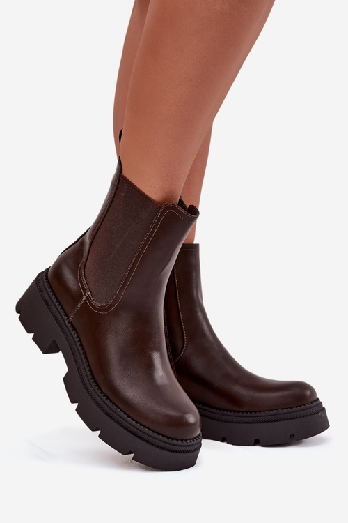 Insulated ankle boots with zipper chocolate Niviane
