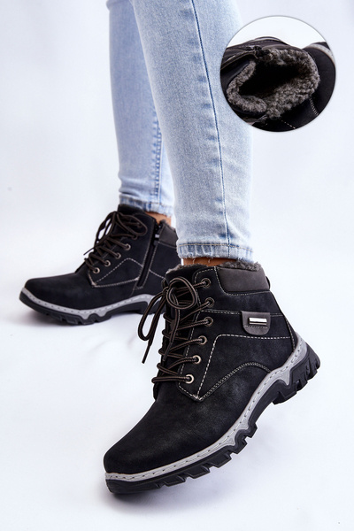 Women's Trapper Boots Warm Zipper Black Jake