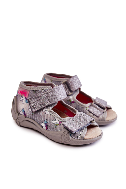 Sandals With Velcro Unicorn Befado 342P044 Grey