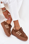 Damskie Sneakersy Na Platformie Zamszowe Camel Eldira