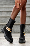 Women's Suede Boots with Chain Black Nemette