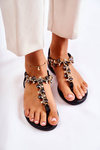 Comfortable Women's Sandals Flip-Flops With Ornaments Black Briven