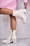 Women's Warm Boots On High Heel Light Beige Grethe