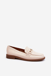 Women's Flat Heel Eco Leather Loafers Beige Vimedia