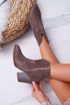 Women's Heeled Boots Leather Suede Cappuccino Nicole 2433