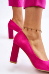 Suede Pumps On A Fashionable Heel Fuchsia Estellia