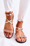 Fashionable Women's Sandals With Rhinestones Pink Camalisa
