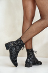 Suede Patterned Ankle Boots With Flat Heel Maciejka 06391-01 Black
