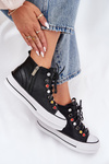 Leather High Top Sneakers Women GOE RR2N4101 Black