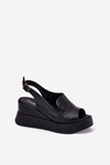 Ladies Leather Wedge Sandals Artiker 52C0484 Black