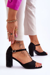 Women's Suede Sandals On Heel Black Florines
