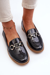 Leather Women's Patent Loafers Laura Messi 2760 Navy