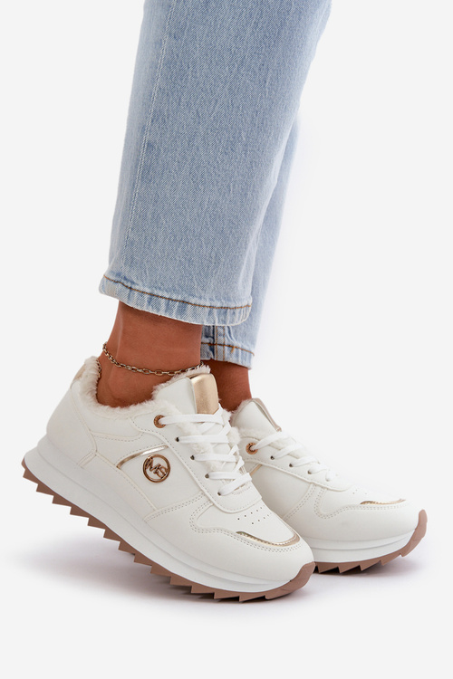 Damskie Ocieplane Futerkiem Na Platformie Białe Lerisas