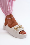 Women's Foam Slides With Decorations On Thick Sole White Bremavia
