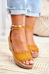 Sandals On A Braided Wedge Yellow Sagittarius