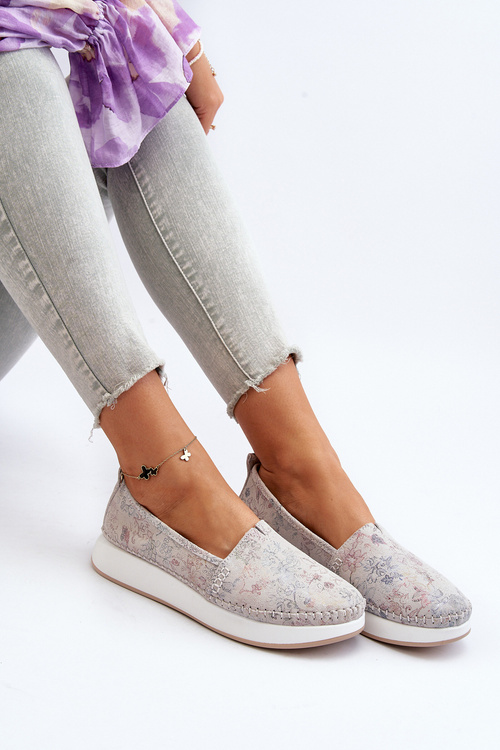 Espadryle Damskie Skóra Platforma Multikolor Chorisa 7892-1