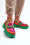 Zazoo 3476 Women's Green Leather Moccasins