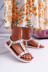 Women's White Lu Boo Sandals with Mariachi Studs