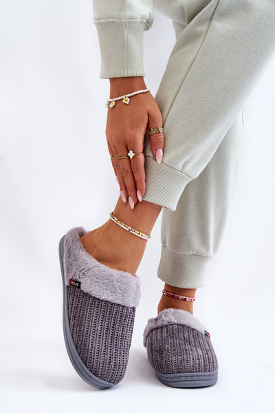 Women's Insulated Slip-On Slippers With Fur Grey Leriss