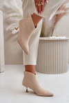 Women's Stiletto Heeled Eco Suede Beige Boots Terlena